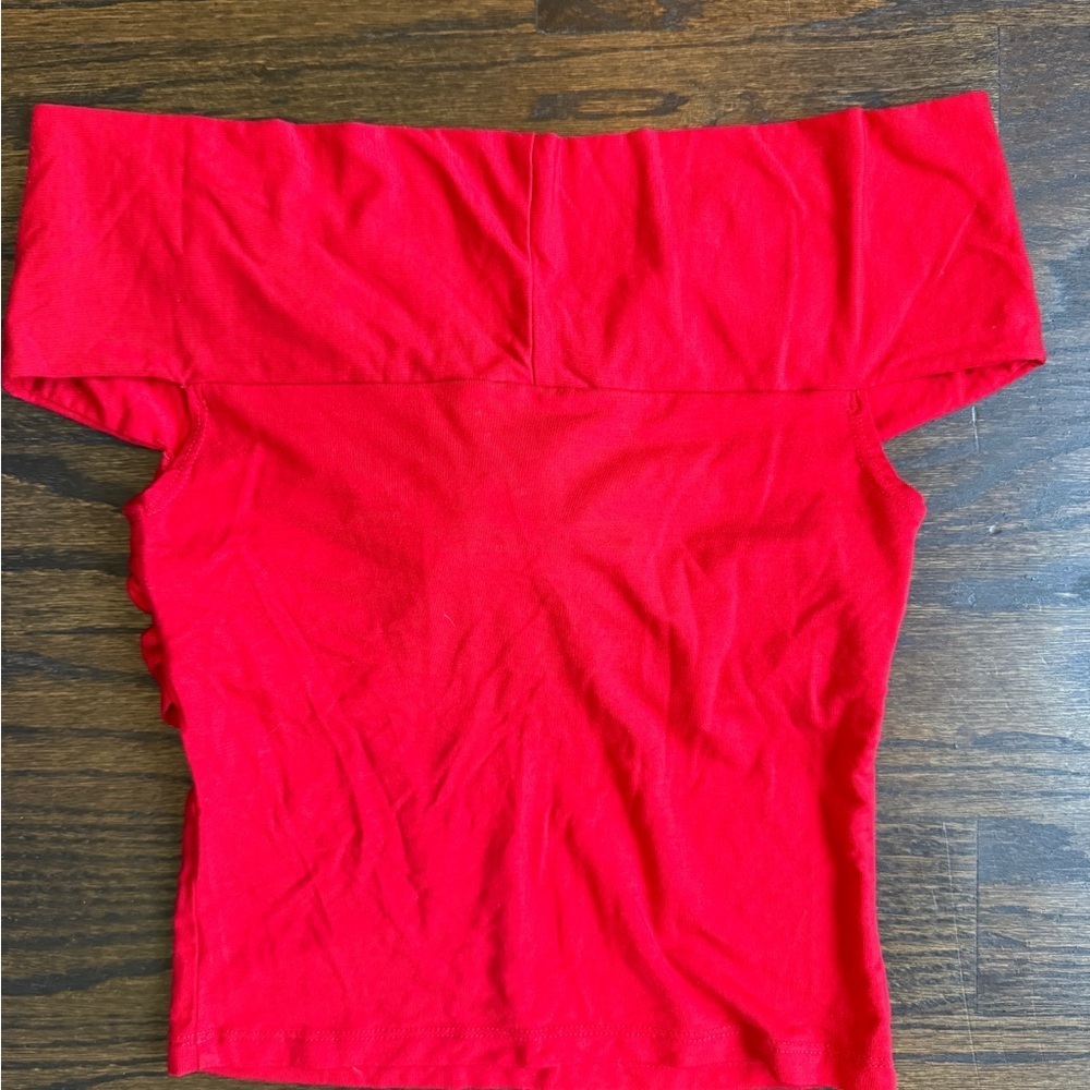 Reformation Elegant Red Off-Shoulder Top - Picture 3 of 4